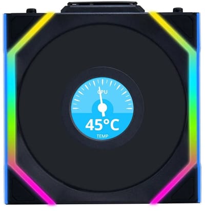 Lian Li UNI FAN SL Wireless LCD Reverse Blade Black - Ventilatorhuis - 120mm - 350 - 1900 rpm - 31 dBA - 4-pin PWM - Lian Li L-Connect - ARGB - zwart