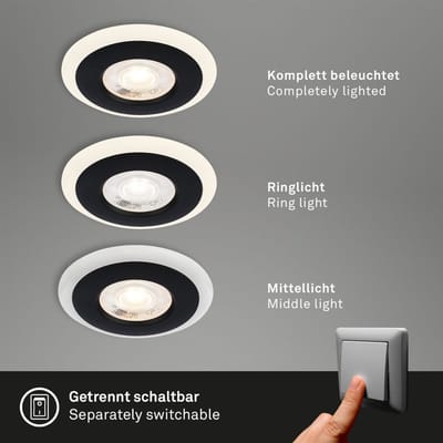 BRILONER inbouw spots - 3 x led 4,9 W - warm white 3000k