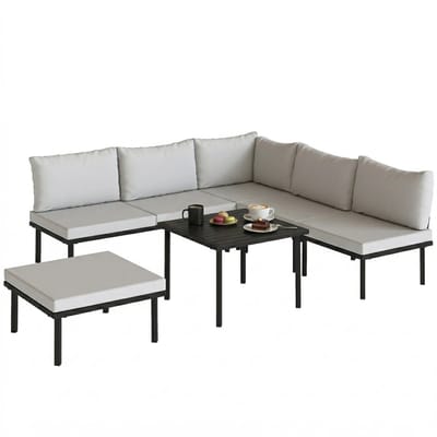 Outsunny Tuinbank Set-Metaal, Polyester-234L x 176B x 64H cm-Lichtgrijs