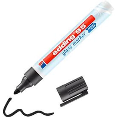 Glasmarker edding 95, voor glazen oppervlakken & whiteboards, lijndikte 1,5-3 mm, ronde punt, zwart