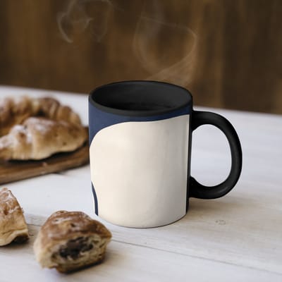 Magische Mok - Foto op Warmte Mokken - Koffiemok - Donkerblauw - Abstract - Lijnen - Magic Mok - Beker - 350 ML - Theemok