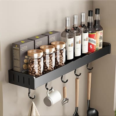Opbergrek Keuken - Wandplank Kruiden - Keuken Organiseren - Ruimtebesparend Ontwerp - 60 cm - Zilver