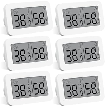 Mini-thermometer en hygrometer set van 6 voor binnen en buiten gebruik