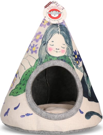Takara Tipi – Katten huisje – 42 x 56 cm - Katten Tip Tent – Katten tent – Kattenmand – Viooltjes Bloem