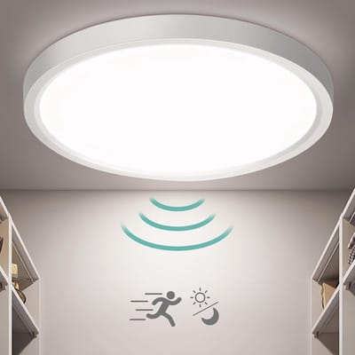 Led-plafondlamp met bewegingssensor en lichtsensor - 18W, 1800lm, energiezuinige lamp voor hal, trap, keuken en meer
