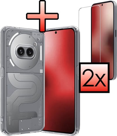 Hoesje - Met 2x Screenprotector - Geschikt voor Nothing Phone (2a) - Sterk & Shockproof - Back Cover - Siliconen Case - Telefoon Hoes - Transparant