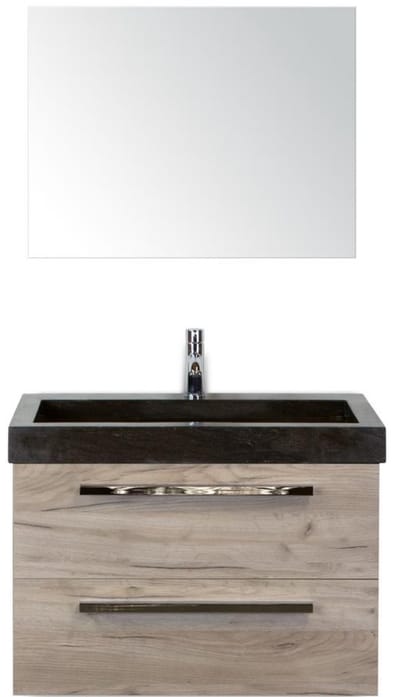 Seville Badmeubelset 80 cm - Craft Oak - Wastafel Hardsteen Wit Lucca met Spiegel