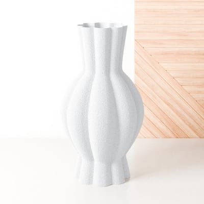 Fleuriek - Vaas Wit - H30 cm - Vaas voor kunstbloemen of droogbloemen - 3D geprinte vaas van gerecycled kunststof - Tafelvaas