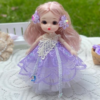 Poupée Style Mignon 17cm avec Vêtements et Chaussures Articulée 13 Articulations Visage Doux Cadeau d'Anniversaire pour Filles Jouets pour Enfants Poupées Princesses