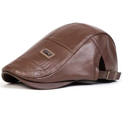 Casquettes Newsboy en Cuir PU Rétro pour Homme Étiquetage Jamont Chapeaux de Peintres Britanniques Printemps Automne Casquette Plate Réglable sur le Côté Bérets Hip Hop