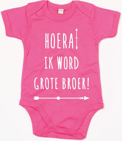 Rompertje Hoera Grote Broer-Fuchsia-12-18 Maanden