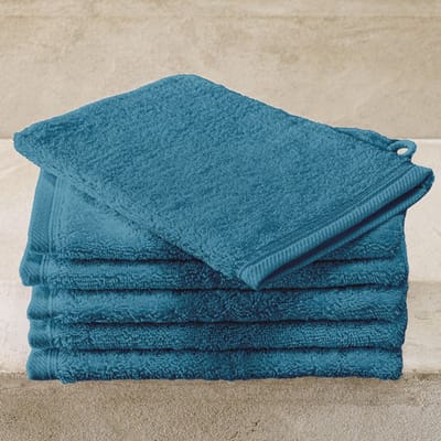 De Witte Lietaer Washandjes Contessa Capri Blue - 6 stuks - 16 x 21 cm - Blauw - Katoen