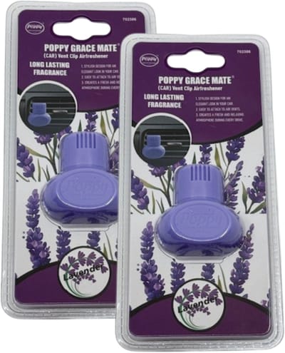 Poppy Grace Mate® EVA Luchtverfrisser Lavendel – Double Pack – Clip Ventilatierooster – Langdurige Frisse Geur Auto Airfreshener