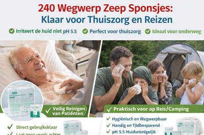 240 WEGWERP ZEEP-SPONSJES / WASHANDJES MET ALOE VERA – PH 5,5 – ULTRAHYGIËNISCH – PERFECT VOOR THUISZORG, SCHOLEN, REIZEN EN DAGELIJKS GEBRUIK