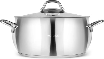 Karaca Emirgan - Roestvrijstalen Kookpan met Deksel - 24 cm - Zilver