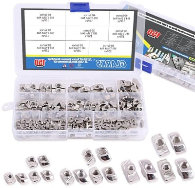 150 Stuks Hammer Head Drop-in T Nut Assortiment voor Aluminium Profielen M3 M4 M5 M6 - Verchroomd Staal, Geschikt voor 20/30/40 Series