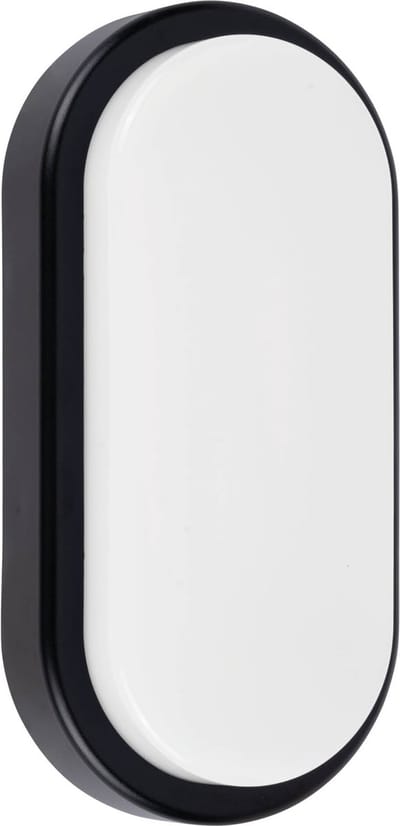 Ledvion - LED Bulkhead Plafonddlamp Badkamer Zwart (Ovaal - 6.5W - 4000K - IP54)