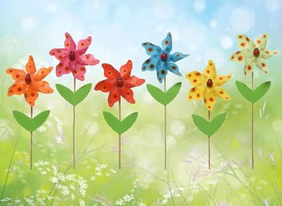 Decoratieve Tuinwindmolens - Kleurrijke Windspinners - Tuin Decoratie - Set van 6 - Mini Formaat - Veelkleurig