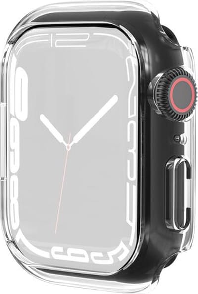 By Qubix - Apple Watch 45mm Hard case (open front) - Transparant - Geschikt voor Apple Watch 45mm hoesje - screenprotector - Bescherming iWatch - Bescherm hoesje
