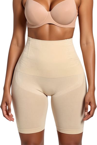 Corrigerende High Waist Short - Corrigerend Broekje - Beige - Corrigerende Boxershort Dames - Ultrazacht - Corrigerend Ondergoed - Dames Boxer - Naadloos Ondergoed Dames - Corrigerende Broek - Shapewear Dames - Dames Short