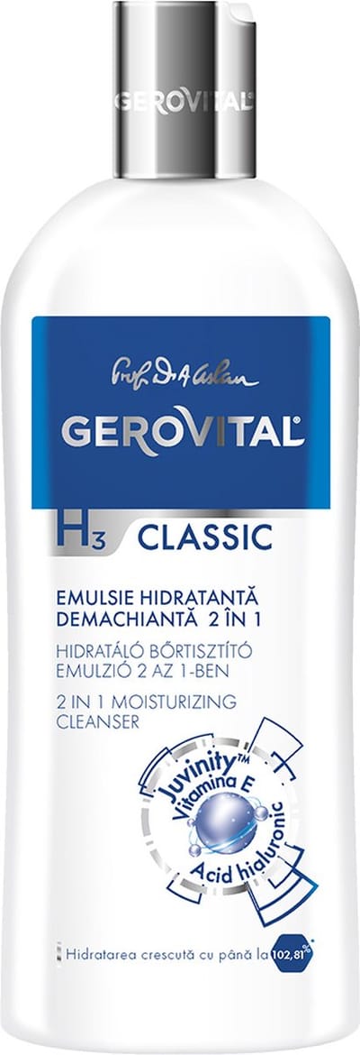 Gerovital 2-in-1 Reinigingsmelk – Met Hyaluronzuur, Vitamine E & Juvinity™ – Voor Droge & Rijpere Huid – Hydraterende Make-up Remover - 200 ml