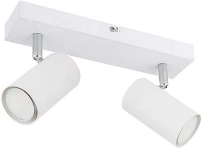 Plafondlamp spot 2 vlammen plafondspot wit woonkamer met zwenkbare spots, metaal, 2x GU10, LxBxH 26x6x12
