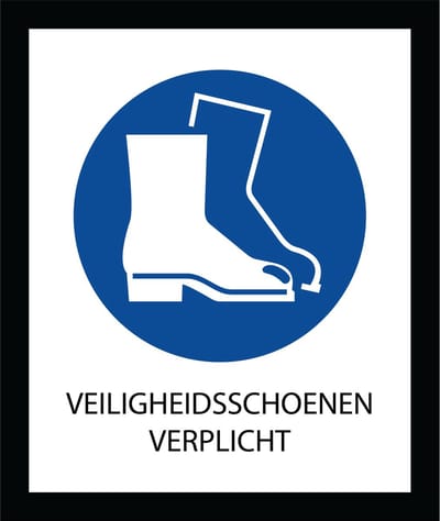 Bord ISO7010 Geboden Veiligheidsschoenen verplicht 20 x 24 cm