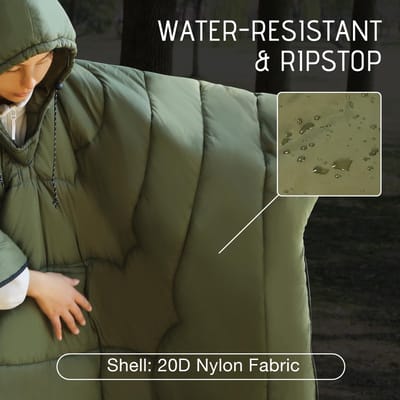 Dailygoods- Poncho-deken ultralicht - Waterdichte deken - Multifunctionele deken - Campingdeken - Deken met hoed - Voor wandelen/picknick - Buitendeken