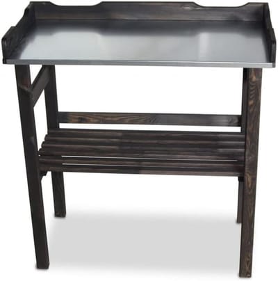 Oppottafel Hout - Werktafel Tuin - Planten Verzorgen - Verzinkt Werkblad - B78 T38 H82 cm - Grijs
