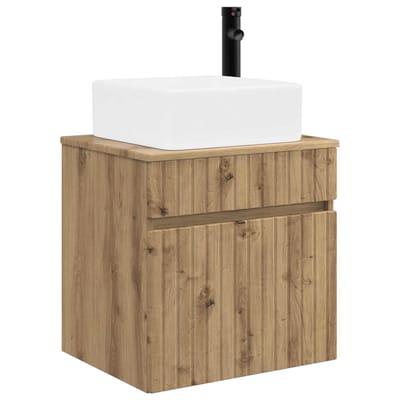 vidaXL - Wandgemonteerde - wastafelmeubel - Artisanaal - eiken - 49 - x - 41 - x - 63 - cm