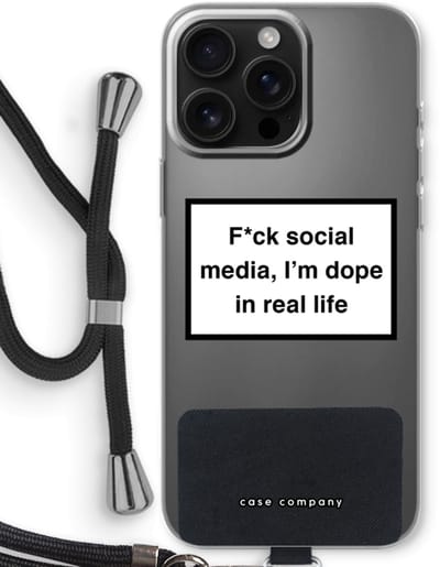 Case Company® - Hoesje met koord geschikt voor iPhone 16 Pro Max hoesje met Koord - I'm dope - Telefoonhoesje met Zwart Koord - Bescherming aan alle Kanten en Over de Schermrand