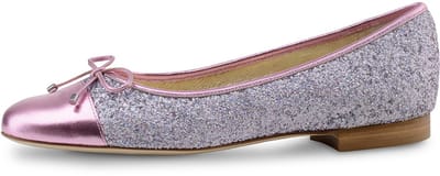 Werner Kern Sandy Roze Ballerina's Dames - Instappers - Luxe Damesschoenen - Ballet Flats - Paars Glitter Brokaat - Leer - Sierstrikje - Werner Kern Ballerinas - Roze - 43