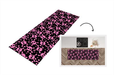 Keukenloper - Loper keuken - Meisje - Piraten - Roze - Patronen - 150x50 cm - Keukenloper vinyl