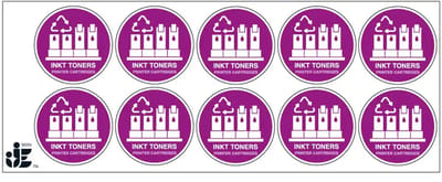 Inkt toners afval sticker | 5 cm - 10 stuks per vel