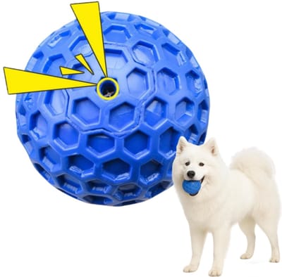 1 artikel - Kauwbal voor honden - Honingraat piepbal - Piepende hondenbal - Puppy speelgoed - Puppy kauwspeeltje - Bijtbestendig - Blauw - 55 mm - Voor doorkomende tandjes, verlichting van angst