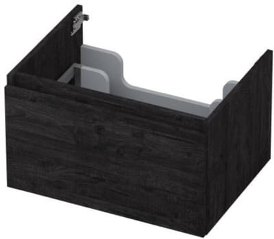 INK - Onderkast 1 Lade Greeploos met Houten Keerlijst - 600x450x350 Mm - Houtskool Eiken