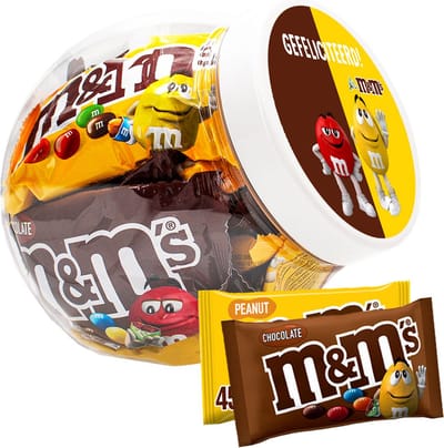 M&M's Chocolade & Peanut Mix - "Gefeliciteerd" - chocoladecadeau - proficiat - in herbruikbare pot - 450g
