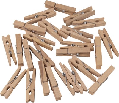 New Age Devi - Mini wasknijpers van hout - 45 cm - 24 stuks - Decoratie knijpertjes voor hobby en knutselwerk