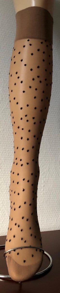 Pretty Polly Kniekousje - Dames kniekousje - Nopjes - Fashion - 15 Den. - One Size - Beige/Zwart