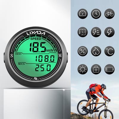 Bekabelde fietssnelheidsmeter Waterdichte ronde fietscomputer Achtergrondverlichting Fietskilometerteller White Screen green