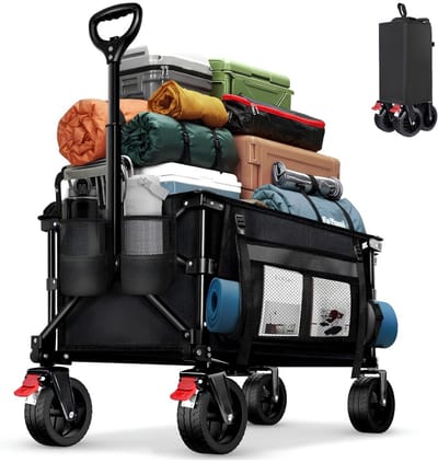 JCP® Bolderkar - 130L Capaciteit - Bolderkar Opvouwbaar - Opvouwbare Bolderkar - Zwart - 76cm x 42cm x 32cm