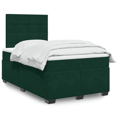 vidaXL - Boxspring - met - matras - fluweel - donkergroen - 120x190 - cm