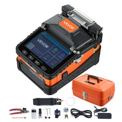 VEVOR Glasvezellasser, 6 Motoren, 0,3 mm Kernuitlijning, Fusielasser met VFL OPM voor SM MM DS NZDS, 8s Lassen, 18s Verwarmen, 5 inch Touchscreen, 3-in-1 Glasvezelhouder, 5200mAh