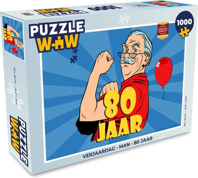 Puzzel Verjaardag - Man - 80 Jaar - Legpuzzel - Puzzel 1000 stukjes volwassenen