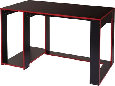 Bureau MCW-J26, computerbureau, bureau, 120x60x76cm ~ zwart-rood