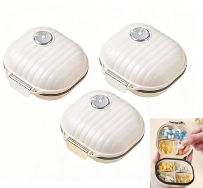 Pillendoos – Pillenorganizer – PET-materiaal – Ontwerp met 7 vakken – Veilige sluiting – Opbergdoos voor tabletten – Medicatie-organizer – 3-pack – Wit