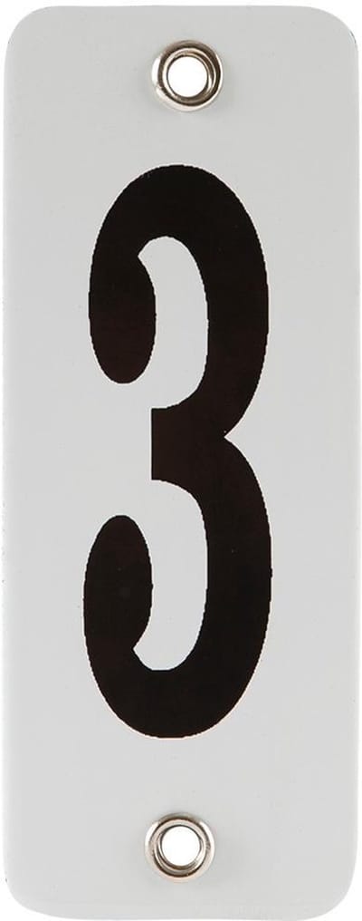 Emaille koppelbaar huisnummer wit nr. 3