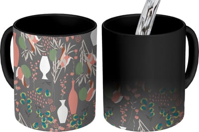 Magische Mok - Foto op Warmte Mokken - Koffiemok - Boeket - Bloemen - Patronen - Magic Mok - Beker - 350 ML - Theemok