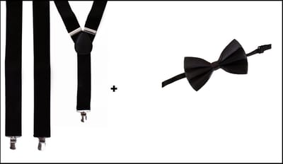Luxe Bretel zwart + Vlinder strik zwart - festival thema feest feest party gala feest hollywood Black