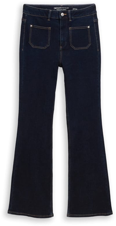 Tom Tailor Denim - TTAVA FLARED-jeans met opgezette zakken - Maat 29/34 - Rinsed Blue Denim